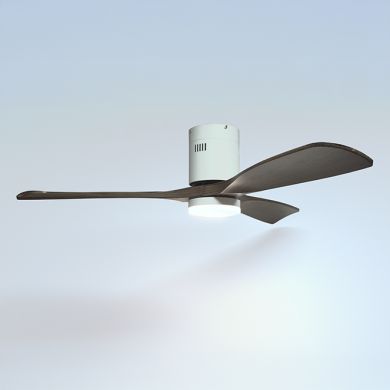 Ventoinha de tecto CÉFIRO ON branco/carvalho, 3 palas, 40W LED 3000|4000|6500K, Alt.18xD.130cm