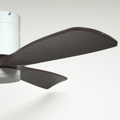 Ventoinha de tecto CÉFIRO ON branco/carvalho, 3 palas, 40W LED 3000|4000|6500K, Alt.18xD.130cm