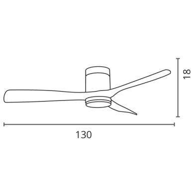 Ventoinha de tecto CÉFIRO ON branco/carvalho, 3 palas, 40W LED 3000|4000|6500K, Alt.18xD.130cm