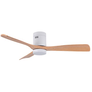 Ventoinha de tecto CÉFIRO ON branco/faia, 3 palas, 40W LED 3000|4000|6500K, Alt.18xD.130cm