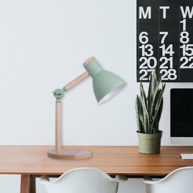 Candeeiro de mesa TEACHER 1xE27 Alt.47cmxD.15cm verde mate/madeira