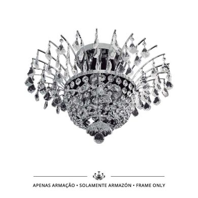 Base para plafond CONCÊNTRICO 6xE14 Alt.40xD.56cm cromado, sem cristais