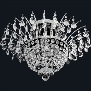 Plafond frame CONCÊNTRICO 6xE14 H.40xD.56cm Chrome without crystal pieces