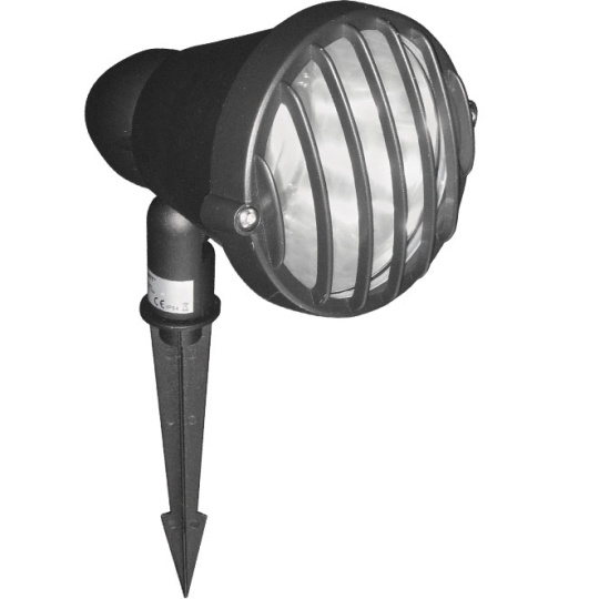 Foco com espigão JACINTO IP54 1xE27 L.23xAlt.23xD.17cm alumínio preto