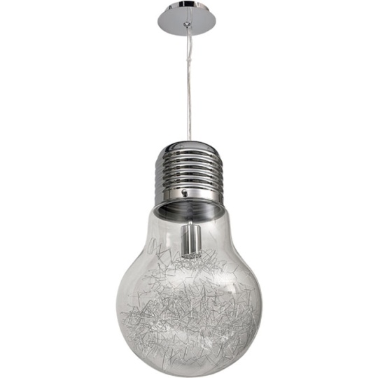 Suspensão LUZ 1xE27 Alt.Reg.xD.29cm transparente/cromado