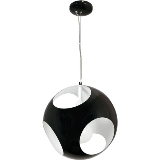 Suspensão ERINA 1xE27 Alt.Reg.xD.38cm preto/branco