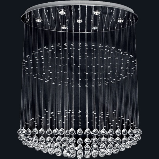 Ceiling Lamp INÊS 7xGU10 L.103xW.50xH.120cm Nickel-Plated Plate and Crystals Chrome
