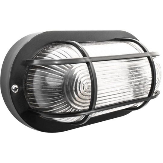 Aplique CAIA grande IP44 1xE27 C.27xL.11xAlt.15,5cm policarbonato (PC) + vidro preto