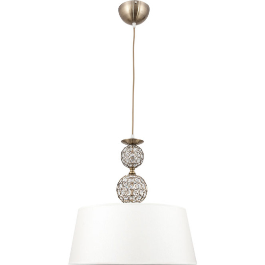 Pendant Light KEGAN 1xE27 H.Reg.xD.54cm Antique Brass/White