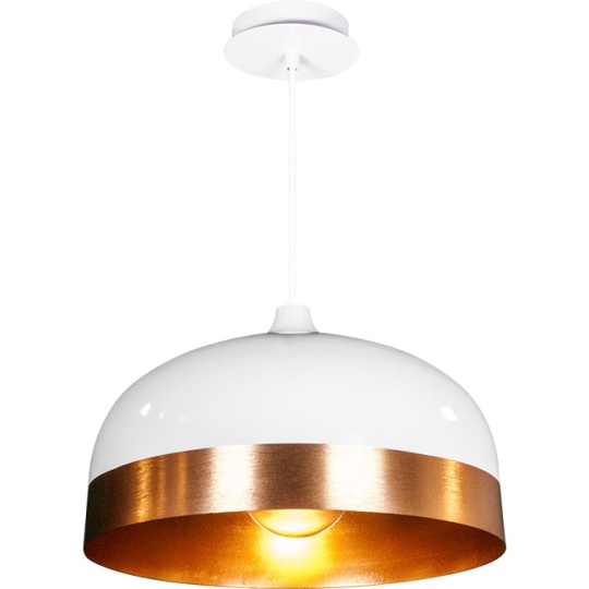 Suspensão EDISON 1xE27 Alt.Reg.xD.33cm branco/dourado