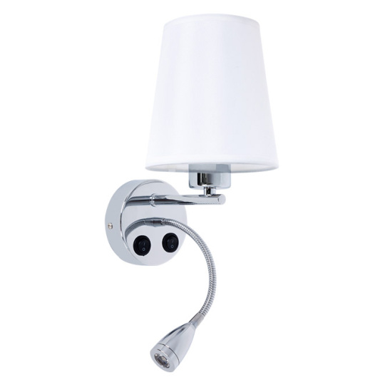 Aplique IDEA 1x3W LED+1x40WE27 240lm 4000K C.14xL.16,5xAlt.26cm Branco/Cromado