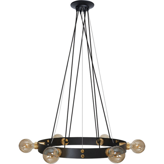 Suspensão DULCINEIA 6xE27 Alt.Reg.xD.60cm Preto/Dourado