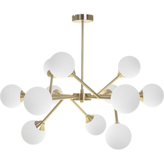 Candeeiro de tecto ANALU 12xG9 Alt.56xD.70cm dourado/branco
