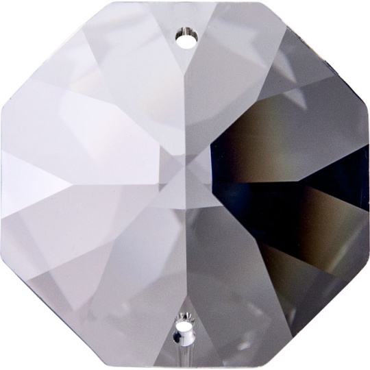 Piedra octógono de cristal D.1,2cm 2 taladros transparente (caja)