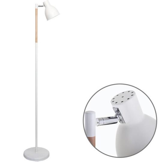 Candeeiro de pé DELZA 1xE27 Alt.147xD.33cm branco/madeira natural