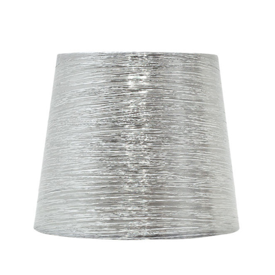 Abat-jour NOVA redondo cónico tela brilhante com encaixe E27 Alt.23xD.35cm Prata
