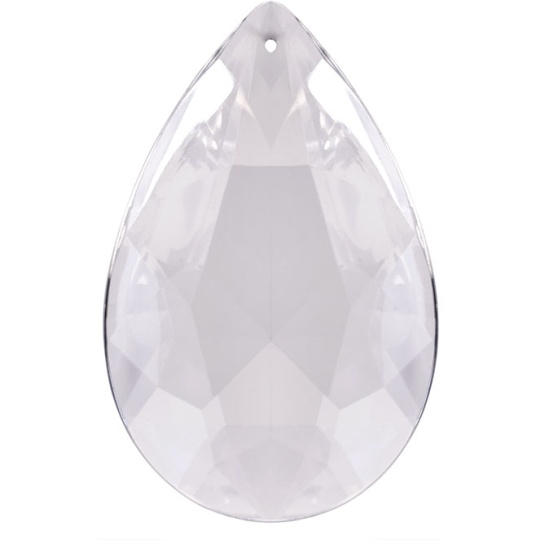 Glass pearshape stone 6,3x4,1cm 1 hole transparent