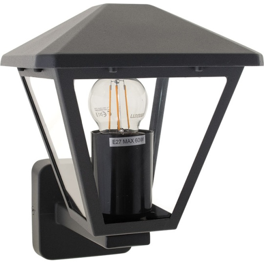 Aplique DORNELA IP44 1xE27 C.16xL.19xAlt.22cm alumínio+vidro antracite