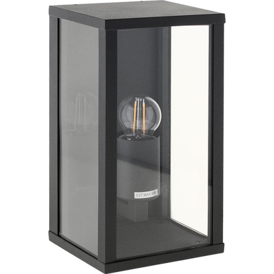 Aplique NOZELO IP44 1xE27 C.14xL.11,5xAlt.26cm alumínio+vidro antracite