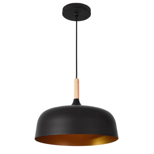Suspensão GENARO 1xE27 Alt.Reg.xD.32cm preto/dourado