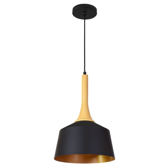 Suspensão GIANI 1xE27 Alt.Reg.xD.27cm preto/dourado