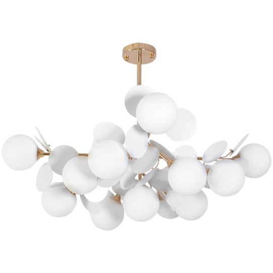 Candeeiro de tecto AKIRA 13xG9 Alt.62xD.93cm dourado/branco