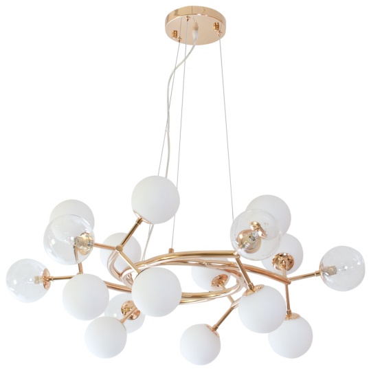 Candeeiro de tecto ANABEL 18xG9 Alt.Reg.xD.80cm dourado/branco