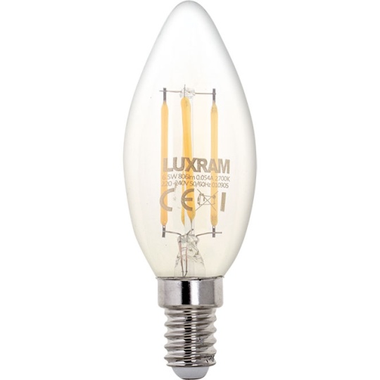 Lâmpada E14 (fino) Vela CLASSIC LED 6.5W 2700K 806lm transparente-A++
