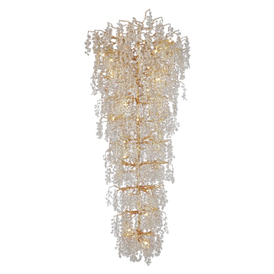Ceiling Lamp AMPEZZO 44xG9 H.Reg.xD.120cm with transparent cristals and gold frame