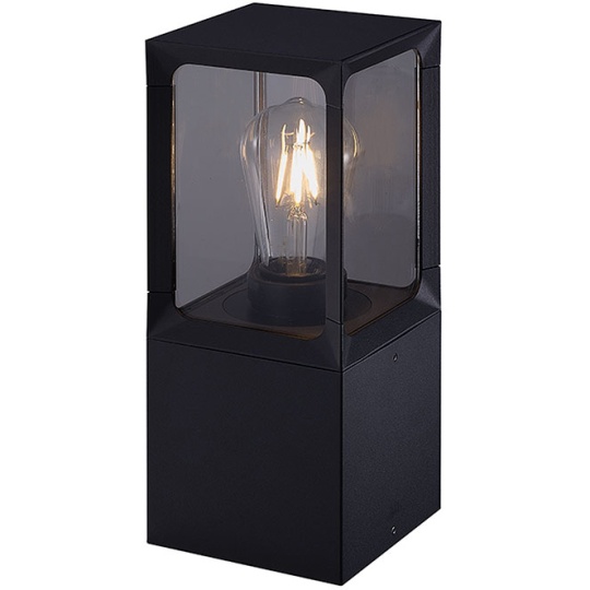 Pilar CRIZ IP44 1xE27 C.12,3xL.12,3xAlt.30cm alumínio+vidro preto