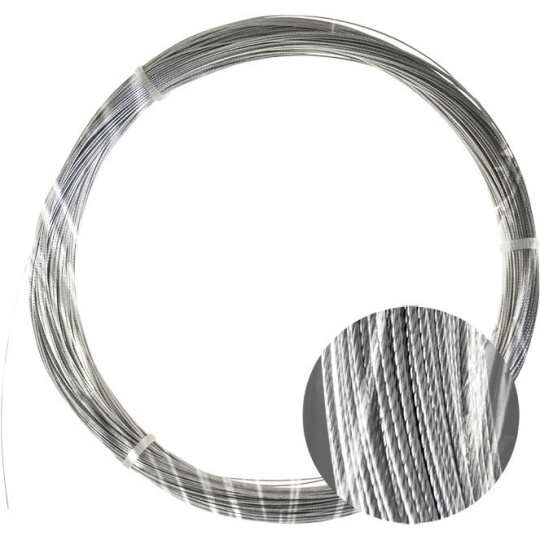 Cabo aço zincado c/revestimento transparente (19 fios x D.1mm) (Rolo100m)