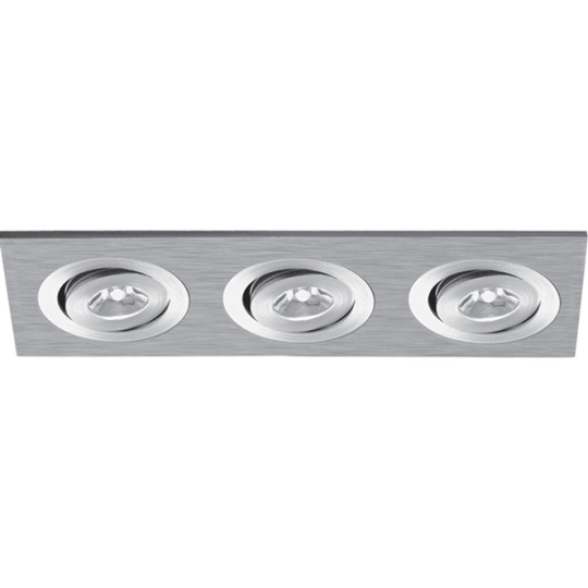 Downlight QUIRINO rectangular rotating 3x1W LED 168lm 5400K 30° L.18xW.7xH.0,3cm Satin Nickel