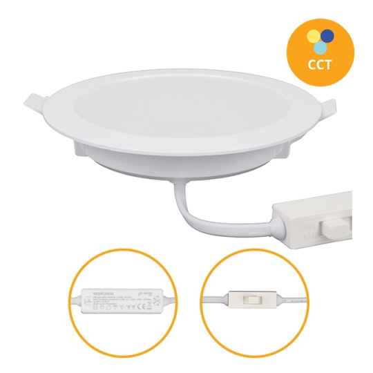 Downlight Empotrable INTEGO 2.0 PC redondo 6W LED CCT 1200lm 120° Al.2,5xD.17,5cm blanco