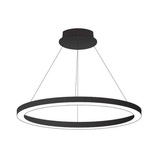 Suspensão LineX Circle LED CCT 60W 6000lm 3000K/4000K/6400K Alt.Reg.xD.90cm preto