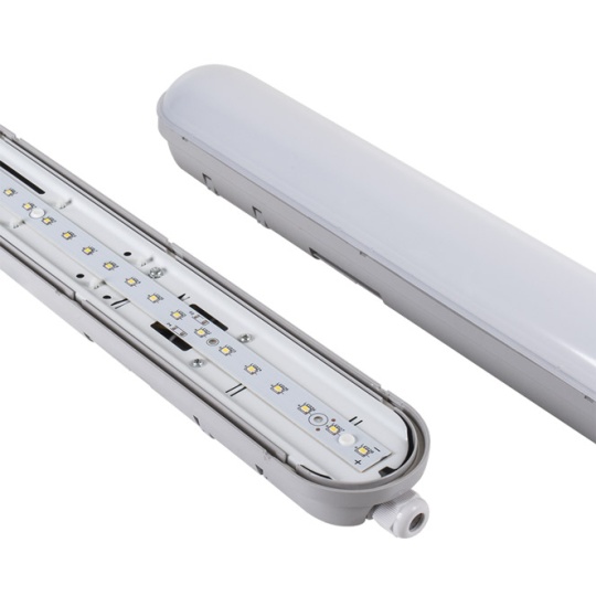 Armadura estanque LINESTRA X2 150cm IP65 1x28W LED 3000lm 6400K 130° C.150xL.7,2xAlt.6cm cinzento