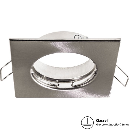 Aro de encastrar INTECA quadrado fixo com terra C.8xL.8xAlt.2,2cm níquel