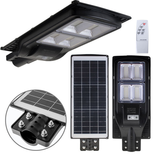 Solar Wall Lamp Solar Street Light with sensor IP65 1x200W LED 1300lm 6400K L.25xW.63xH.7cm Black