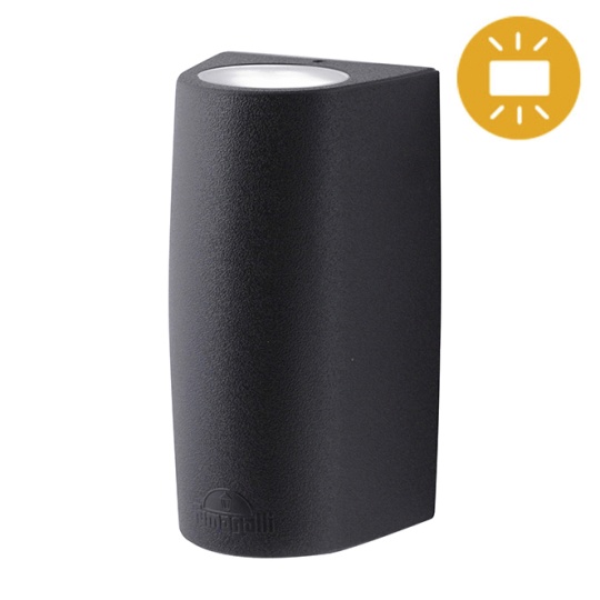 Wall Lamp MARTA 2xGU10 6W CCT (2colors) switch IP55 L.9,2xW.8xH.17cm black resin