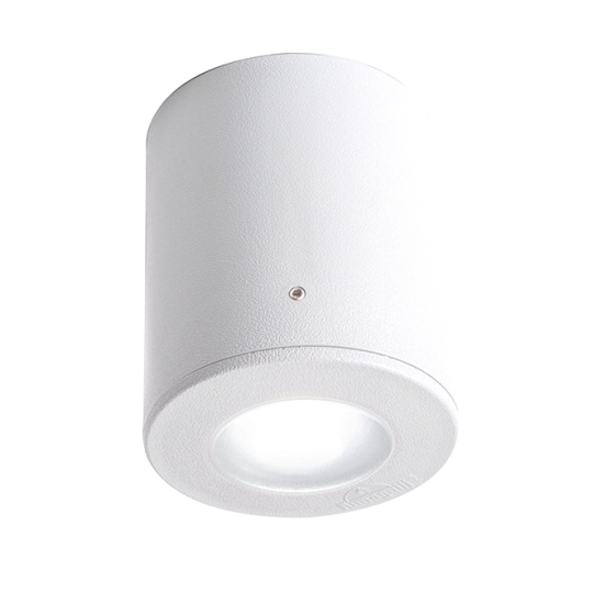 Foco FRANCA 1xGU10 6W botão CCT (2cores) IP55 Alt.11,5xD.9,5cm resina branca