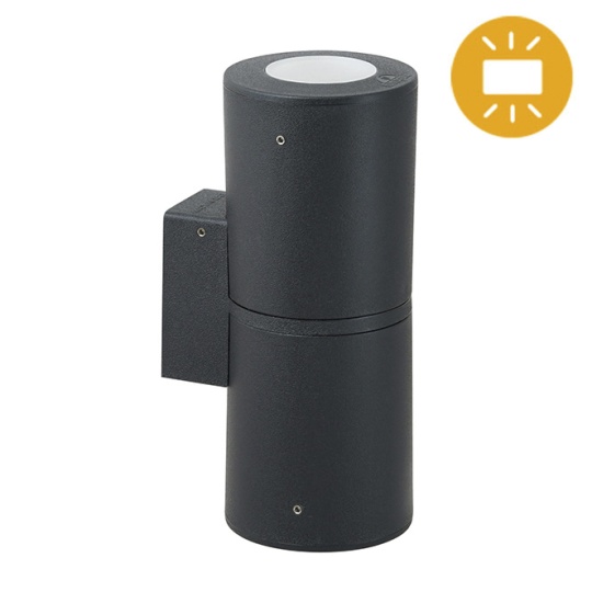 Aplique FRANCA 2xGU10 6W botão CCT (2cores) IP55 C.9,5xL.11xAlt.24cm resina preta