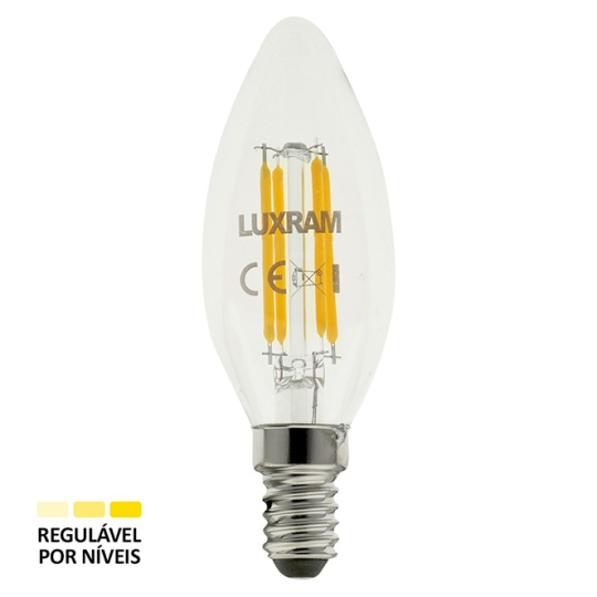 Lâmpada E14 (fino) Vela VALUE CLASSIC LED Regulável p/níveis 6.5W 2700K 806lm