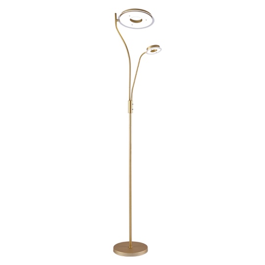 Floor Lamp GENOVA with reading arm 28W+7W LED 3000-6500K H.179xD.25cm gold