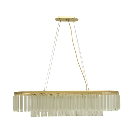 Ceiling Lamp NARVIK 13xG9 L.103xW.23xH.Reg.cm with transparent cristals and gold plate