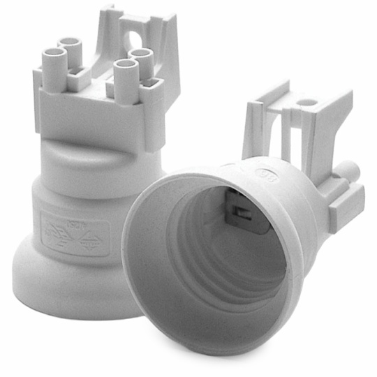 Suporte de lâmpada E27 cor natural, de encaixe, em resina termoplástica