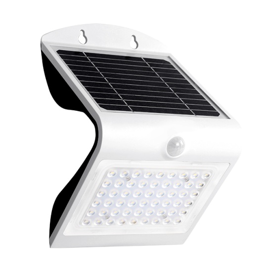 Aplique solar SOLARIS IP65 4W 500lm LED 4000K+LED traseiro 4000K C.14xL.11,48xAlt.21,11cm branco
