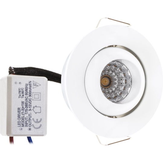 Foco de encastrar CENTAVO redondo 1x1W LED 65lm 4000K Alt.1,5xD.5,2cm branco