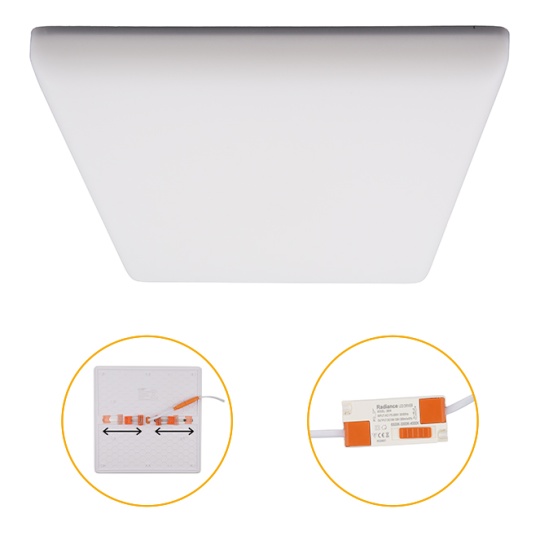 Foco de encastrar RUPIA CCT quadrado 36W LED 4000lm 3000-4000-6500K C.23xL.23xAlt.2cm branco