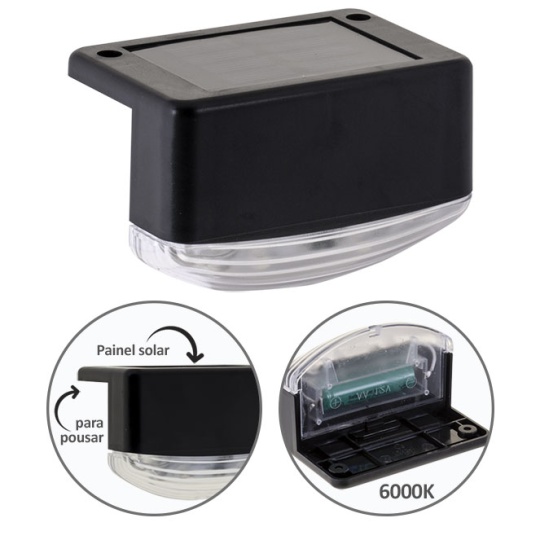 Aplique solar TITO IPX4 1x0,14W LED 3lm 6000K C.8,3xL.5,5xAlt.5,5cm preto