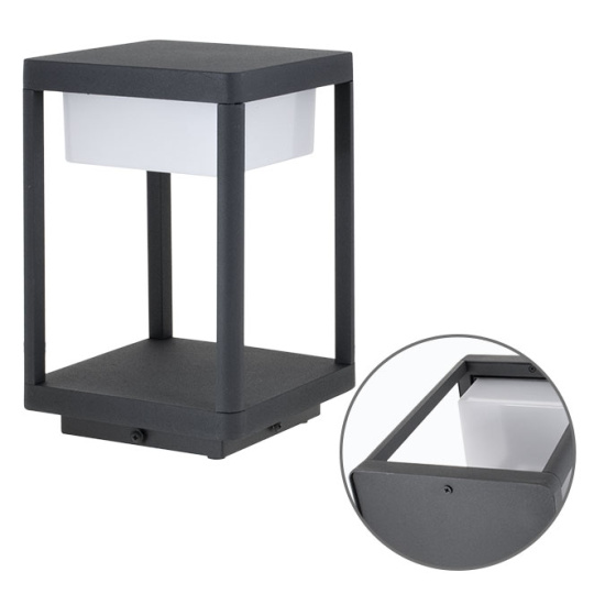 Farola/Sobremuro COUSTEAU IP44 1x9W LED 900lm 4000K L.18xAn.18xAl.28cm Gris