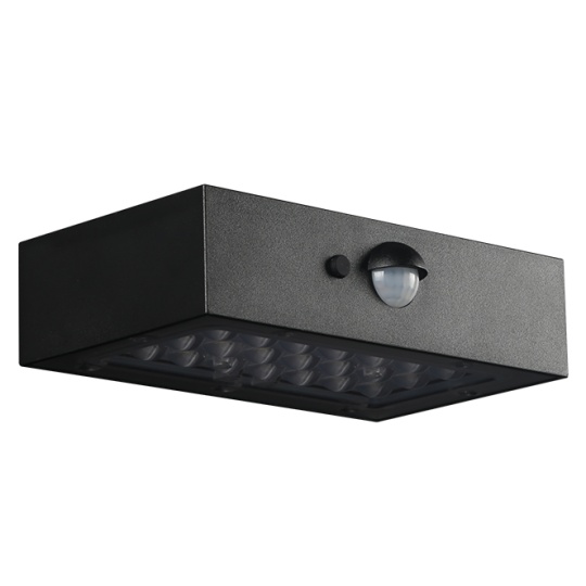 Aplique solar SANDOVAL IP65 3W LED 350lm 3000K/3000K C.13,76xAlt.3,54cm preto